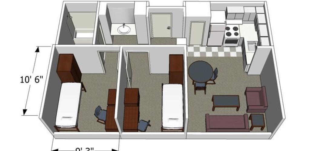 2 Bedroom Apartment Layout for Eighth Street East